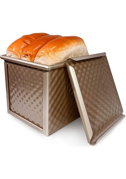 Somun Tava Kapaklı Yapışmaz Ekmek Tost Kalıbı Mini Kare Tost Kutusu Ev Pişirme Için Mükemmel Pişirme Seti 4 Adet (Yurt Dışından)