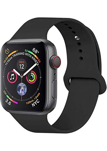 Apple Watch 3 4 5 6 7 8 9 Se Uyumlu 38-40-41MM Klasik Silikon Kordon 3'lü Set Siyah, Beyaz, Kırmızı