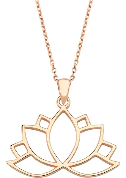 Gümüş Rose Lotus Kolye