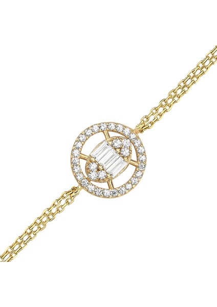 Altın Bagetli Oval Model Bileklik