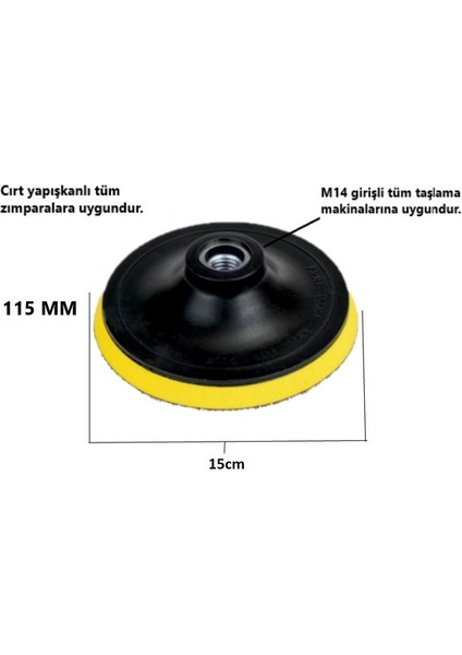 Cırt Zımpara Tabanı 115MM Sarı VAL15990