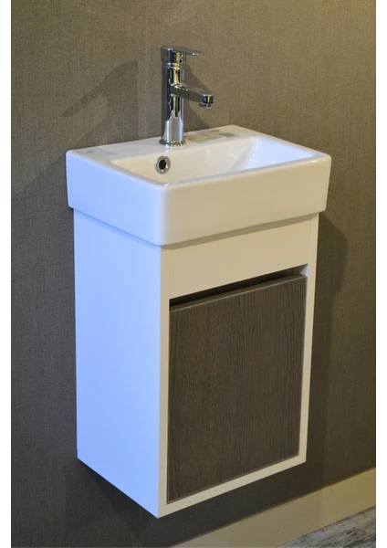 Turkuaz Seramik Banyo Tuvalet Mini Lavabo 26 x 36 cm %100MDF (Banyo Dolabı)