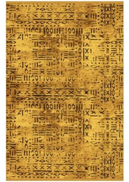 Halı - Makinede Yıkanabilir - Kaymaz Taban - Jute - Sarı - 80 x 200