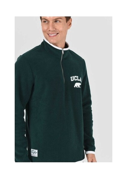 CORNING Yeşil Yarım Fermuarlı Nakışlı Polar Standard Fit Erkek Sweatshirt fiyatları