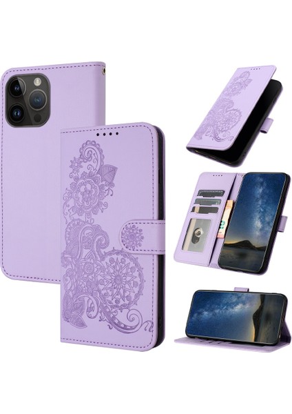 Telefon Kılıfı iPhone 15 Pro Max Bilek Kayışlı Manyetik Koruyucu Cüzdan Koruyucu Kapaklı Telefon Kılıfı (Yurt Dışından)