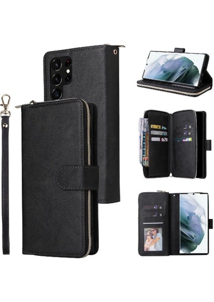 Samsung Galaxy S22 Ultra Kart Tutucu Fermuarlı Cebi El Çantası (Yurt Dışından)