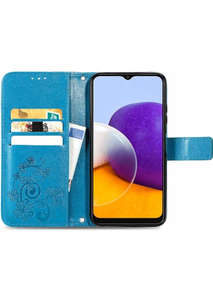 SZY Market Samsung Galaxy A22 5g Için Kılıf Zarif Iş Dört Yapraklı Yonca Deri (Yurt Dışından)