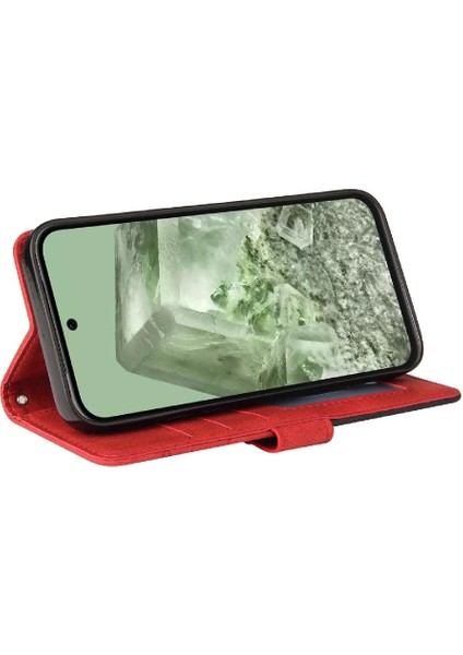 Kart Yuvası Standı Iki Renkli Dikiş Pu Flip ile Google Piksel 8A Için Kılıf (Yurt Dışından) modelleri