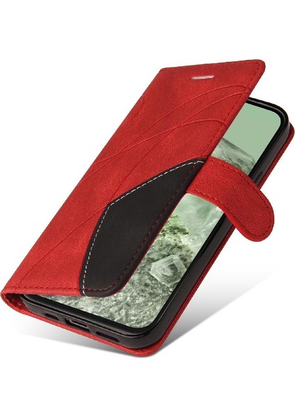 Kart Yuvası Standı Iki Renkli Dikiş Pu Flip ile Google Piksel 8A Için Kılıf (Yurt Dışından) fırsatları