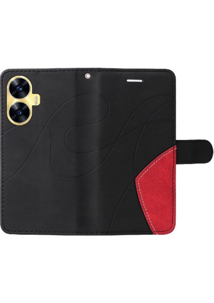 Realme C55 4g Iki Renkli Dikiş Kickstand Koruyucu Pu Deri (Yurt Dışından) modelleri