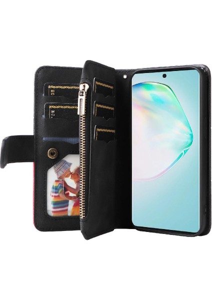 Kart Yuvası Standı Iki Renkli Dikiş ile Samsung Galaxy S10 Lite Için Kılıf (Yurt Dışından)