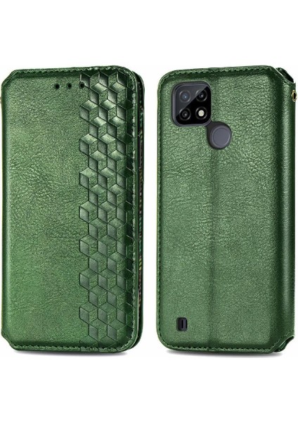 Oppo Realme C21Y Cüzdan Fonksiyonu Için Kılıf Deri Kılıf Kapak Kapak Moda (Yurt Dışından)