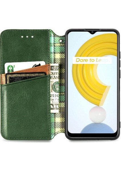 Oppo Realme C21Y Cüzdan Fonksiyonu Için Kılıf Deri Kılıf Kapak Kapak Moda (Yurt Dışından) indirimleri
