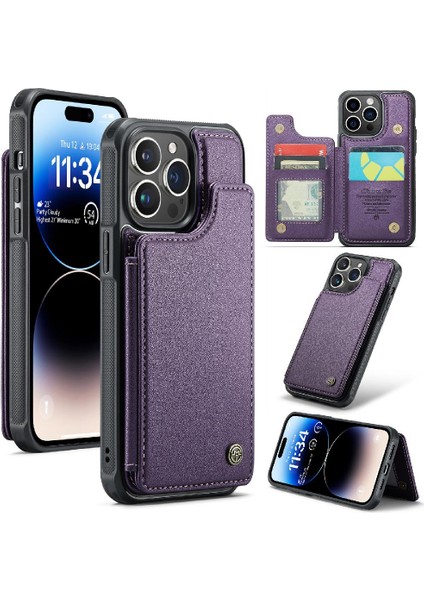 IPhone 14 Pro Kickstand Rfıd Engelleme Kart Tutucu Için Caseme Cüzdan Kılıf (Yurt Dışından)