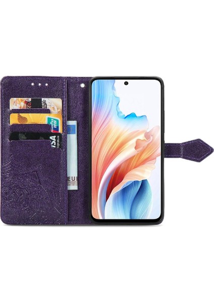 Oppo A79 Flip Kapak Için Kılıf Basit Iş Zarif Desen Darbeye (Yurt Dışından)