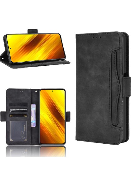 Xiaomi Poco X3 Nfc Ayarlanabilir Ayrılabilir Kart Tutucu Manyetik Kapatma Deri Cüzdan Kapak (Yurt Dışından)