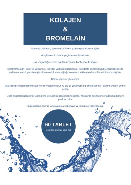 Castle Focus 60 Tablet  Bromelain, Hidrolize Kollajen ( Tip2 ), Glukozamin Sülfat İçeren Takviye  Edici Gıda