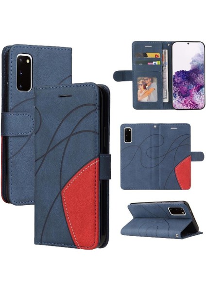 Samsung Galaxy S20 Için Kılıf Pu Deri Flip Folio Kılıf Kickstand Iki Renkli (Yurt Dışından)