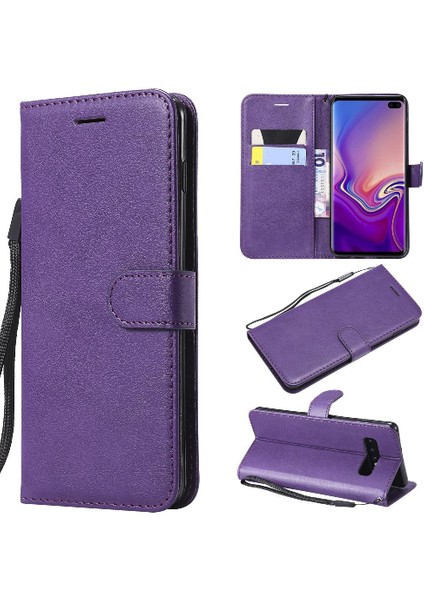 Kart Yuvası ile Samsung Galaxy S10 Artı Klasik Düz Renk Için Flip Case (Yurt Dışından)