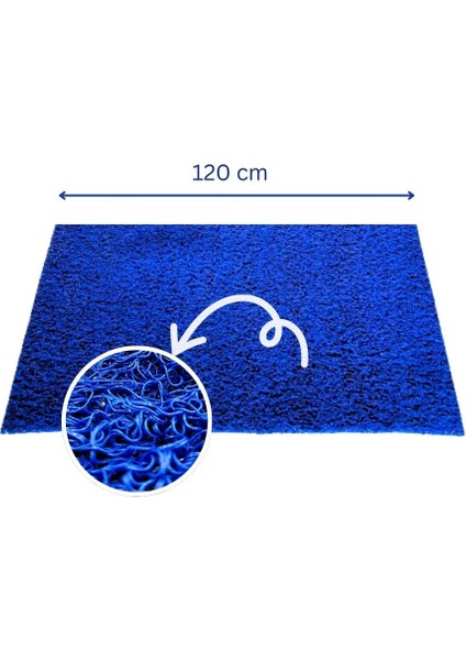 Kıvırcık Plastik Paspas Mavi - Kalınlık 14 Mm - Islak & Kaydırmaz / İç Ve Dış Zeminler