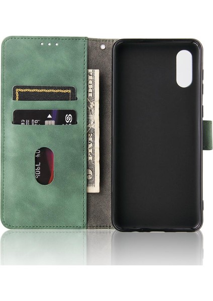Samsung Galaxy A02/M02 Kart Ekleme Deri Folio Flip Case Için Kılıf (Yurt Dışından)