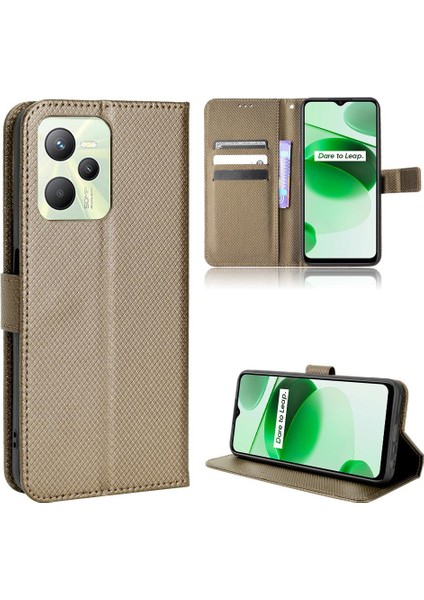Realme C35 Kickstand Kapak Kart Tutucu Manyetik Cüzdan Için Kılıf (Yurt Dışından)