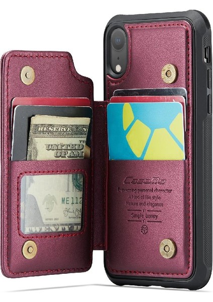 IPhone Xr Kickstand Rfıd Engelleme Pu Deri Kart Için Caseme Cüzdan Kılıf (Yurt Dışından) fırsatları