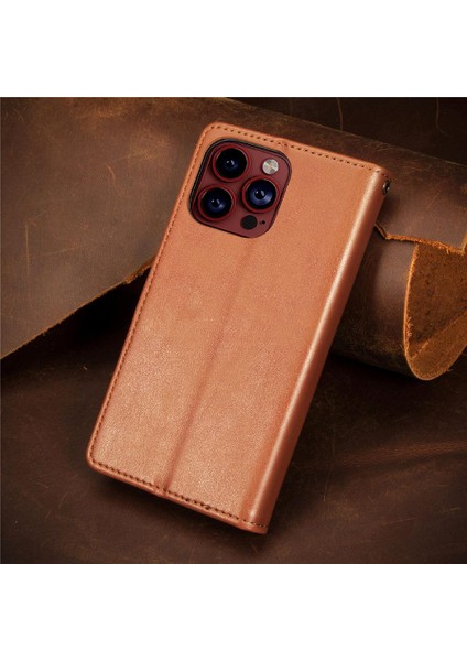 IPhone 15 Için Kılıf Pro Max Moda Tasarım Deri Kılıf Cüzdan Fonksiyonu (Yurt Dışından)