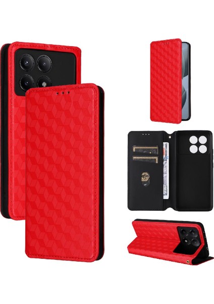 Xiaomi Poco X6 Pro Kart Yuvaları Tutucu Manyetik Kapatma Pu Deri Kılıf (Yurt Dışından)