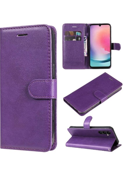 Kart Yuvası ile Samsung Galaxy A24 4g Yüksek Kalite Deri Için Flip Case (Yurt Dışından)
