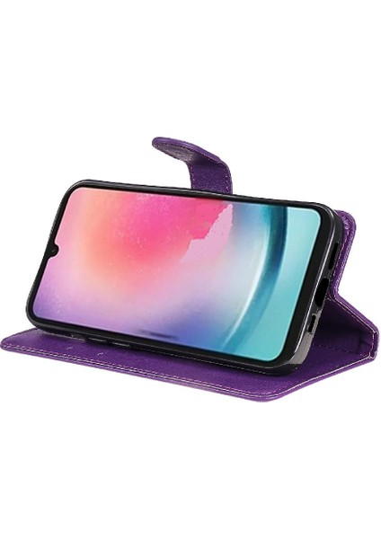 Kart Yuvası ile Samsung Galaxy A24 4g Yüksek Kalite Deri Için Flip Case (Yurt Dışından)