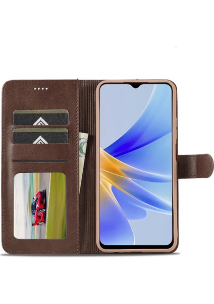 Oppo A17/A17K Kart Yuvaları Cüzdan Için Kılıf Tutucu ile Buzağı Doku Flip (Yurt Dışından)
