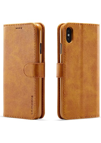 Tutucu ile iphone Xs Max Buzağı Doku Yatay Çevir Deri (Yurt Dışından)