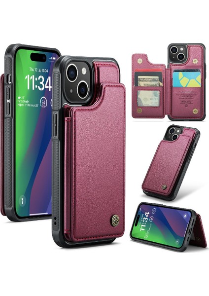 IPhone 15 Için Caseme Cüzdan Durumda Kickstand Pu Deri Kart Tutucu Ince (Yurt Dışından)