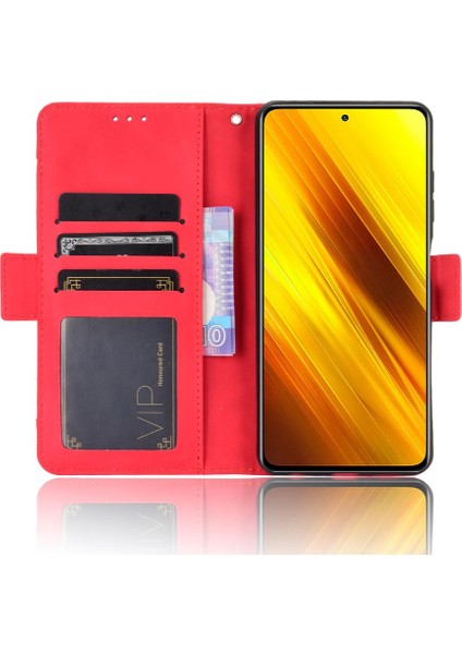 Xiaomi Poco X3 Nfc Ayarlanabilir Ayrılabilir Kart Tutucu Manyetik Kapatma Deri Cüzdan Kapak (Yurt Dışından)