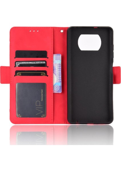 Xiaomi Poco X3 Nfc Ayarlanabilir Ayrılabilir Kart Tutucu Manyetik Kapatma Deri Cüzdan Kapak (Yurt Dışından)