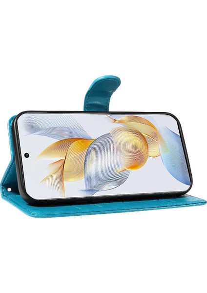 El Kayışı Cüzdan Telefon Kılıfı Kabartmalı Kelebek ile Onur 90 Pro Için Kılıf (Yurt Dışından)