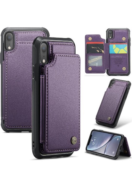 IPhone Xr Kickstand Rfıd Engelleme Pu Deri Kart Için Caseme Cüzdan Kılıf (Yurt Dışından)