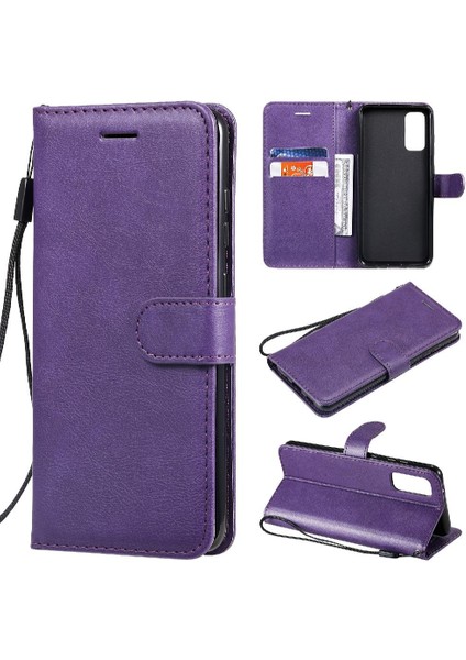 Kart Yuvası Cüzdan ile Samsung Galaxy S20 Klasik Düz Renk Için Flip Case (Yurt Dışından)