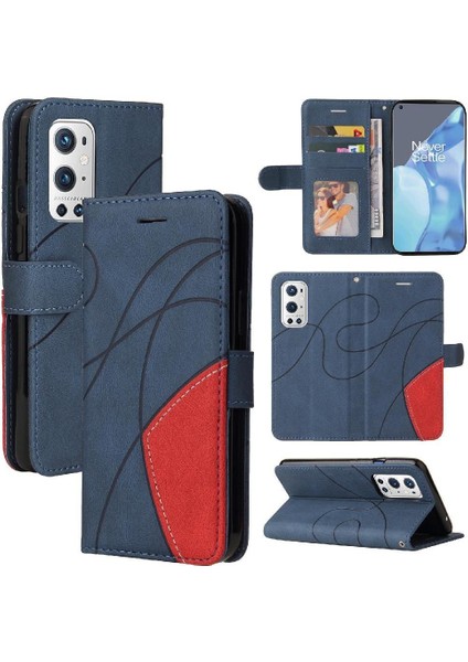 Kart Yuvası Standı Iki Renkli Dikiş Kickstand ile Oneplus 9 Pro Için Kılıf (Yurt Dışından)