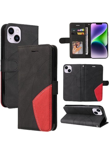 IPhone 15 Artı Kickstand Koruyucu Pu Deri Flip Folio Kılıf (Yurt Dışından)