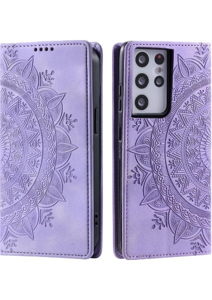 Samsung Galaxy S21 Ultra Yan Toka Tam Koruma Pu Deri (Yurt Dışından)