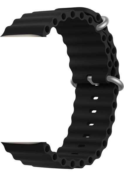 Apple Watch Se Uyumlu 44MM Ocean Silikon Kordon 3'lü Set Turuncu, Siyah, Sarı