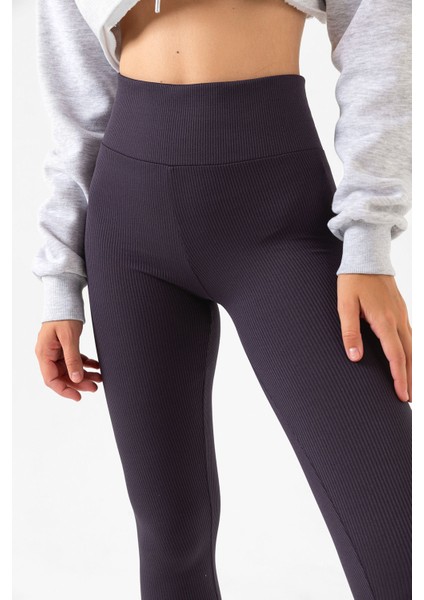 Yüksek Bel, Fitilli, Toparlayıcı Interlok Beli Lastikli Örme Kadın Tayt modelleri