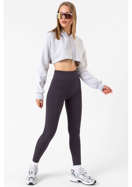 Yüksek Bel, Fitilli, Toparlayıcı Interlok Beli Lastikli Örme Kadın Tayt fırsatları