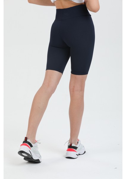 Yüksek Bel Toparlayıcı Kısa Şort Spor Fitilli Biker Tayt