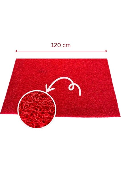 Kıvırcık Plastik Paspas Kırmızı - Kalınlık 14 Mm - Islak & Kaydırmaz / İç Ve Dış Zeminler