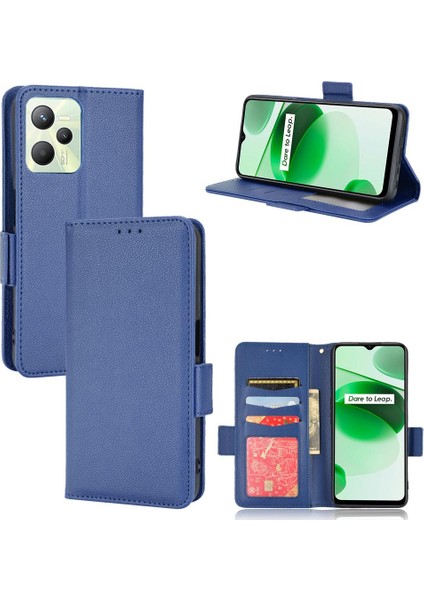 Realme C35 Cüzdan Pu Deri Yan Toka Kart Yuvaları Tutucu Için Kılıf (Yurt Dışından)