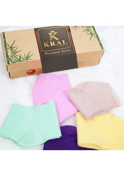 Kral Socks Kadın Çorap Dikişsiz Parfümlü (5 Çift) Hediye Kutulu Bambu Patik Çorap Seti