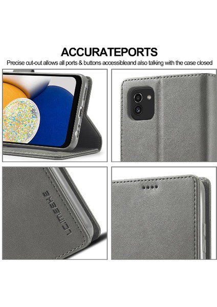 Samsung Galaxy A03S Buzağı Doku Yatay Çevir Deri Kılıf (Yurt Dışından)